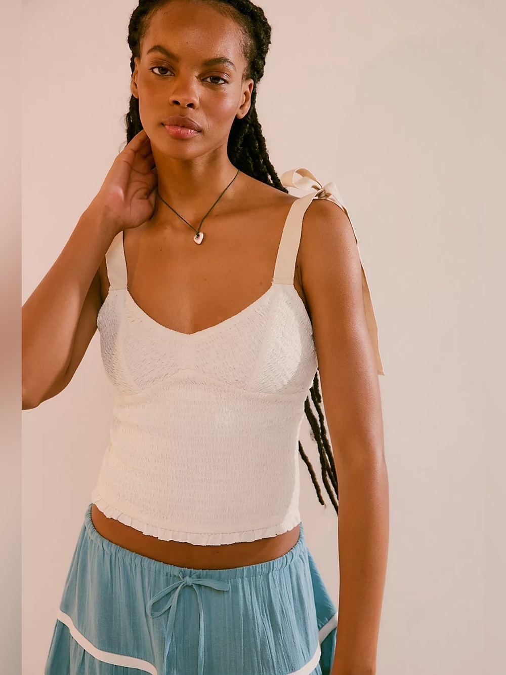 NWT Free People | Ivory Dawn Smocked Top M